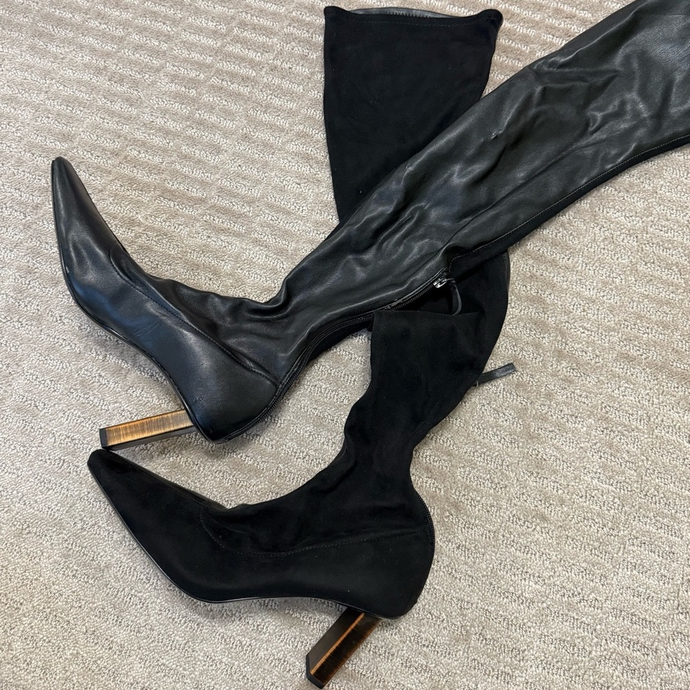 MANGO Elegant Black Over-the-Knee Boots